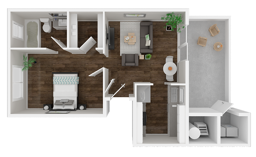 One Bedroom floor plan | Manchester Court Apts in Modesto, CA 95350
